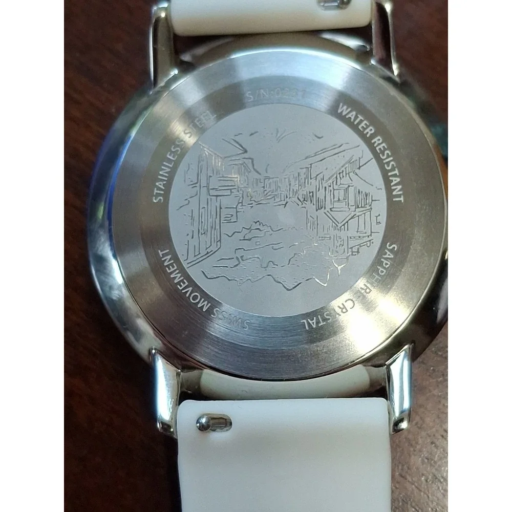 Mens Jaxon Edwin Watch W/ Sapphire Crystal & Swiss Movement. White Rubber Strap.